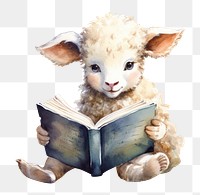 PNG Sheep reading a book publication animal mammal. 