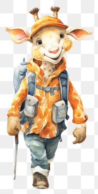 PNG Giraffe wearing hiking clothes day representation creativity. 