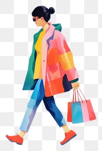 PNG Women walking shopping handbag consumerism. AI generated Image by rawpixel.