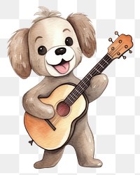 PNG Dog sing a song cartoon guitar cute. 