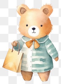 PNG Fox holding shopping bag cartoon cute toy. 