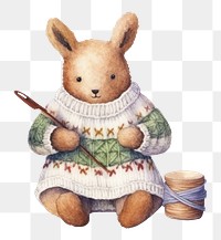 PNG Rabbit knitting art cartoon cute. 