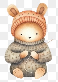 PNG Rabbit knitting cartoon cute toy. 