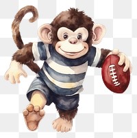 PNG Monkey play rugby football mammal animal. AI generated Image by rawpixel.