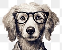 PNG Dog wearing glasses portrait drawing mammal. AI generated Image by rawpixel.