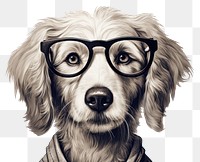 PNG Dog wearing glasses portrait drawing mammal. 