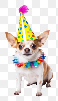 PNG Dog wearing party hat mammal animal pet. 