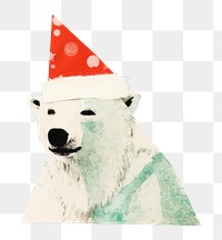 PNG A Happy polar bear celebrating Christmas wearing Santa hat animal christmas mammal. 