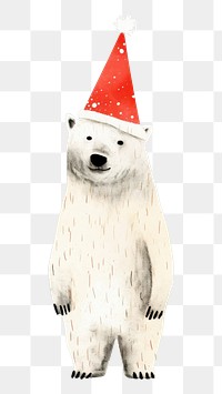 PNG Happy polar bear celebrating Christmas wearing Santa hat animal christmas mammal