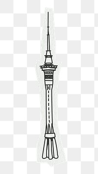 PNG The Sky Tower, famous location in New Zealand, line art illustration, transparent background