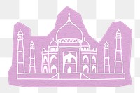 PNG Taj Mahal, India tourist attraction, line art illustration, transparent background