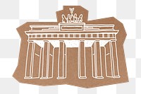 PNG Brandenburg Gate, Berlin attraction, line art illustration, transparent background