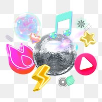 PNG disco night, 3d remix, transparent background