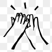 High five hands png, gesture doodle, transparent background