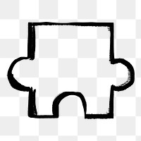 Puzzle piece png sticker, chalk texture doodle, transparent background