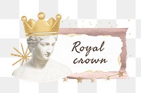 PNG Royal crown, Greek statue paper craft remix, transparent background