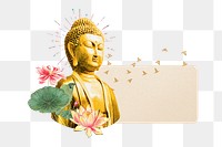 PNG Buddha statue, ripped paper remix, transparent background