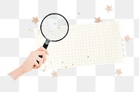 PNG Magnifying glass, ripped paper remix, transparent background