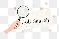 PNG Job search, magnifying glass paper craft remix, transparent background