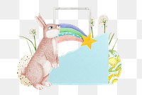 PNG Easter bunny, ripped paper remix, transparent background