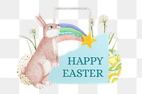 PNG Happy Easter, bunny  paper craft remix, transparent background