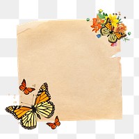 PNG Aesthetic butterflies, note paper remix, transparent background