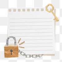 PNG Lock and key, note paper remix, transparent background