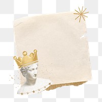 PNG Greek Goddess queen statue, note paper remix, transparent background