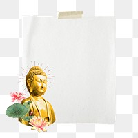 PNG Buddha statue, note paper remix, transparent background