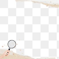 Magnifying glass border png, ripped paper, transparent background