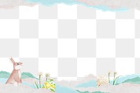 Easter bunny border png, ripped paper, transparent background