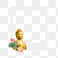 PNG Buddha statue instant film frame, creative remix, transparent background