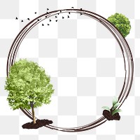 Trees aesthetic frame png, transparent background