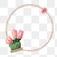 Cactus flower frame png, transparent background