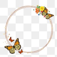 Monarch butterfly frame png, transparent background