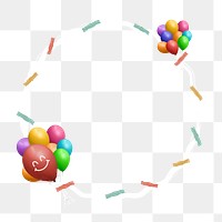 Party balloons frame  png, transparent background