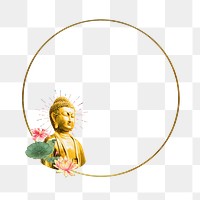 Buddha statue circle frame png, transparent background