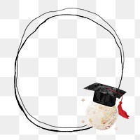 Graduate globe circle frame png, transparent background