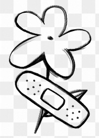 Flower bandage png doodle element, transparent background