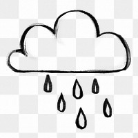 Rain cloud png doodle element, transparent background