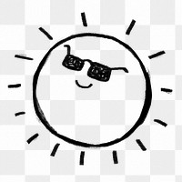 Sunny day png doodle element, transparent background