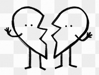 Heart broken png doodle element, transparent background