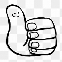 Thumbs up png doodle element, transparent background