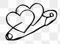 Hearts pin png doodle element, transparent background