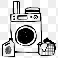 Do laundry png doodle element, transparent background