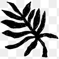 Black leaf png doodle element, transparent background