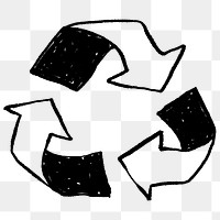 Recycle sign png doodle element, transparent background