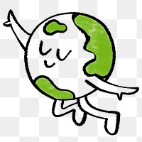 Happy green world png doodle element, transparent background