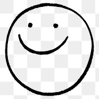 Happy face icon png doodle element, transparent background