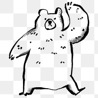 Big bear png doodle element, transparent background